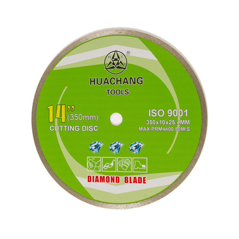 Cold Press 14 Inch 350×2.2/3.2×10×25.4mm×24T Continuous Rim Diamond Blade For Angle Grinder